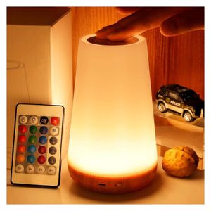 TodyJeyHo Lampe Tactile Portable, Veilleuse, Lampes de Chevet à Capteur de Table Portable avec Port de Charge USB Rapide, Lumière Blanche Chaude Réglable à 5 Niveaux et 13 Changement de Couleur pour Chambre/Bureau/Couloirs