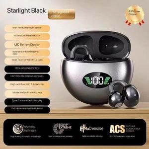 TWS Air Ear Pods Freeclip LGE 008 Ultra Open Earbuds, Écouteurs Bluetooth 5.4 Sur l'oreille, Non dans l'oreille, Conduction osseuse, Tactile Ultra Bass Écouteurs boucle d'oreille M79 - NOIR c2