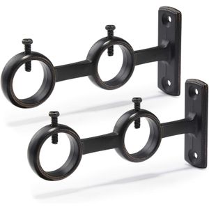 General 2 Pièces Grands Crochets De Support De Tringle à Rideau Double De Style Européen - Noir