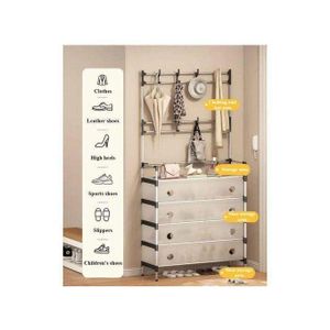 Étagère à chaussures multifonctionnelle, portant à vêtements, étagère de rangement intégrée