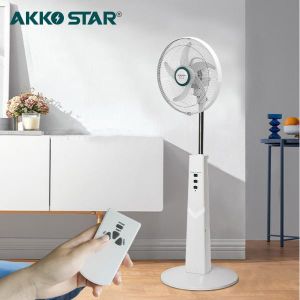 Ventilateur sur pied rechargeable Akko Star 16 ” –  12v , 3 Vitesses, Puissant et Silencieux avec mini lampe led 