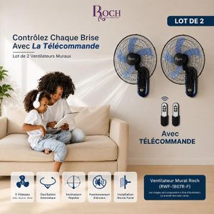 Roch Lot de 2 Ventilateurs Muraux 18 Pouces RWF-1807-F – Noir
