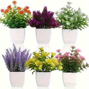 Lot de 6 pots artificiels pour fleurs et plantes, mini pots en plastique, décorations pour l'intérieur, le jardin, le bureau ou la table à manger.