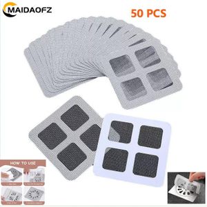 MAIDAOFZ 50PCS 10 × 10cm Patchs auto-adhésifs déchargeuse jetable de douche capteur de cheveux, filtre d'évier protecteur de drainage de douche couverture