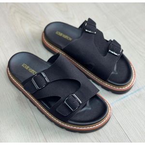 Chaussures premium homme élégantes à double boucle noir 