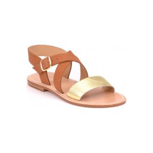 Sandales Nu-pied Doré Marron Simili Cuir(FABRICATION LOCALE)