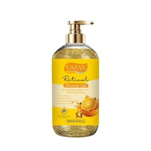 Gel Douche Exfoliant UAZAN au Rétinol et Vitamine C (500ml) – Clarifiant, Anti-Taches et Raffermissant – Enrichi au Beurre de Karité pour une Peau Douce