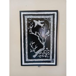 Tableau deco Murale KND-Plane-Bird KND/ Taille 30x20-Noir-Gris-Avis