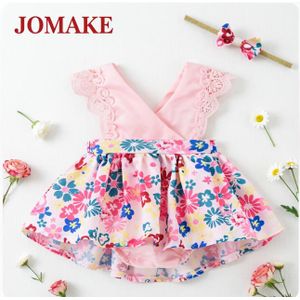 JOMAKE Combinaison à bretelles pour filles de 1M à 3 ans, imprimé floral rose