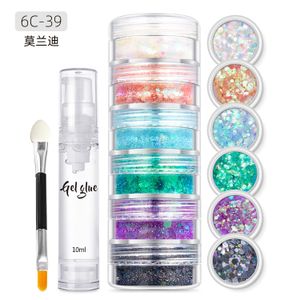Bouteilles connectées à 6 couches de paillettes pour nail art et gel pailleté pour le corps