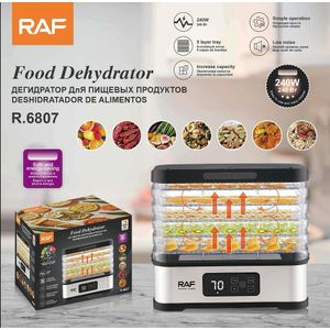 Déshydrateur d'Aliments Électrique Séchoir à Fruits, Légumes, Viandes et Herbes 240W à 5 Plateaux
