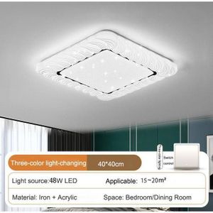 Luminaires LED 48 W / plafonniers / suspensions / éclairage pour cuisine, chambre et couloir - Trois couleurs d'éclairage - 40 x 40 cm