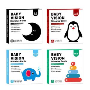 STY 4 en 1 jeu de cartes d’éducation précoce jeu de 4 pièces Bady Vision cartes de stimulation (0-3 ans)