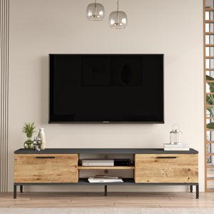 General Meuble TV Best 140 cm avec Pieds Métalliques – Pin Atlantique & Anthracite BES1-AA