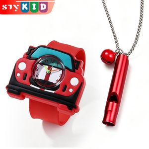 STY Montre et collier pour enfants enfants Slap Watch collier de sifflet dessin animé voiture Design