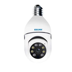 Escam Caméra WiFi HD 1080P intégrée à une ampoule, vision nocturne