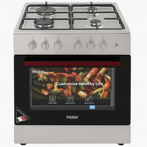 Haier Cuisinière  60x60 – 4 Feux (3 Gaz + 1 Électrique) avec Four Électrique – Gris Noir – HCR2031EESB