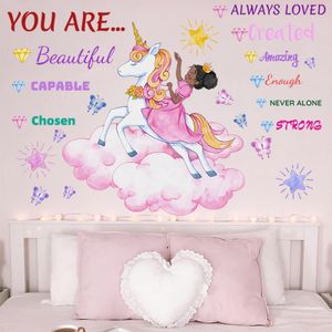 Stickers muraux Princesse Licorne — Idéaux pour chambre de fille, salon et salle à manger