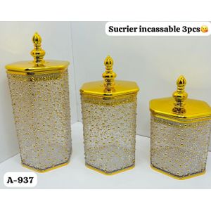 Boîte sucrier Sugar conserve d'aliments 3 pcs acrylique