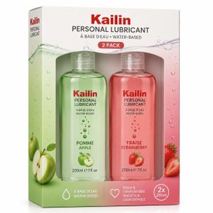 Pack de 2 Lubrifiants Intimes à Base d’Eau  – Parfums Pomme & Fraise (200 ml x 2)