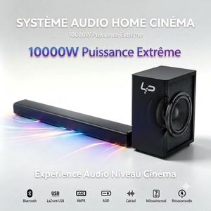 LP 2.1 Channel Soundbar with Subwoofer, Bluetooth 5.3 TV Sound Bar, Home Theater Speaker for TV, HDMI ARC/Optical/USB, Remote Control