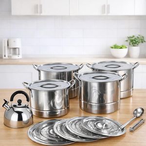 KITCHA Batterie de Cuisine Inox 14 Pièces – Compatible Induction