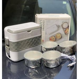 Cook Boîte à lunch électrique portable à plusieurs niveaux – Récipients inox – Chauffe et cuit vos repas où que vous soyez