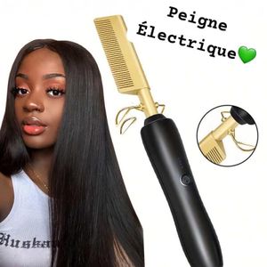 Peigne Électrique Lissant 2-en-1 – Lissage Rapide & Coiffage Facile