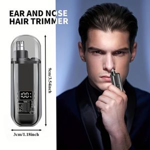 Tondeuse à poils de nez automatique rechargeable par USB avec indicateur de batterie LED - Conception mini et portable, facile à utiliser, convient aux hommes et aux femmes.