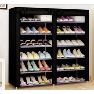 Lindy Armoire à Chaussures à Double Rangée De 6 Paires, 100x25x104cm, Noir