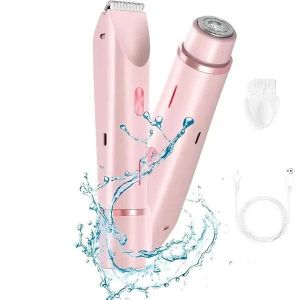 Tondeuse Bikini pour Femmes, Rasoir Électrique pour Femmes, Tondeuse à Cheveux à Double Tête - Rose