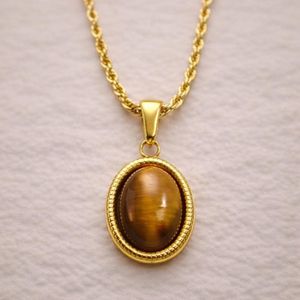 Chaîne Homme Œil de Tigre – Collier Élégant Doré