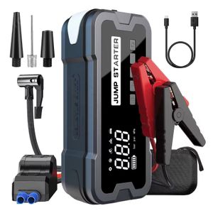 Jump Start Démarreur à saut multifonctions 12V 12000mAh Booster de batterie avec pompe à air Portable Car Jump Starter Power Bank avec compresseur d'air
