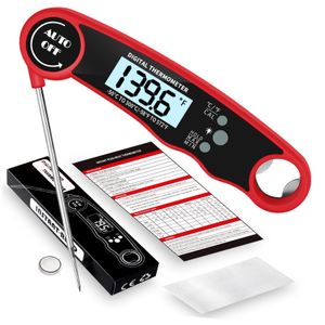 Flushrenic Thermomètre alimentaire, thermomètre numérique à lecture instantanée, sonde de cuisson étanche, affichage LCD, accessoire de barbecue avec guide de température, adapté pour les barbecues et la cuisson.