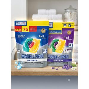  Sachets de capsules de lessive Wash & Free Universal 4 en 1