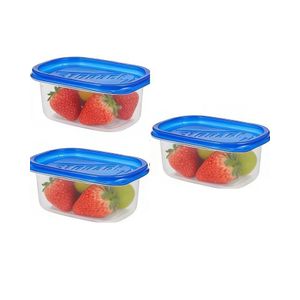ShebSheb Lot de 3 boîtes à déjeuner en plastique de 280 ml avec couvercles, récipients rectangulaires de conservation des aliments, empilables et légers, pour fruits, repas, voyage, cuisine
