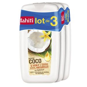 TAHITI Gel Douche Coco et Huile de Coco – Lot de 3 x 250 ml