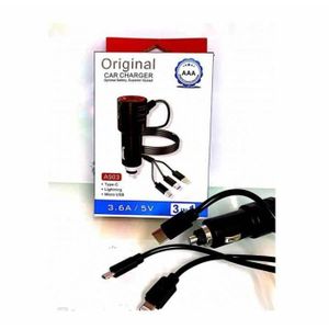 Cable CHARGEUR DE VOITURE / CHARGEUR DE VOITURE ORIGINAL 3 EN 1 A903