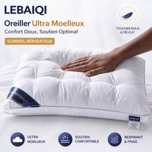 Oreiller de cou en plumes et velours lavable 1PC, unique, non-effondrement, pour la maison - blanc