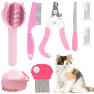 Kit de toilettage pour chat 8 pièces, kit auto-nettoyant pour animaux avec coupe-ongles pour animaux