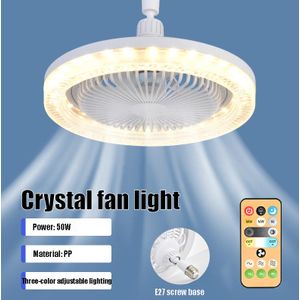 Lumière de ventilateur de plafond en cristal LED 50W - Lumière de ventilateur suspendu E27 - Ventilateur de plafond de chambre à télécommande - Lumières trois couleurs-Ventilateur de plafond