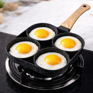 KITCHA Poêle à Œufs 4 Compartiments Antiadhésive – Poêle Omelette Revêtement Marbré, Compatible Gaz & Induction