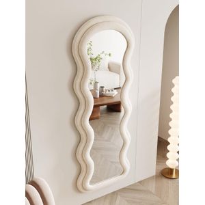 Miroir mural pleine longueur de forme ondulée irrégulière, avec support 