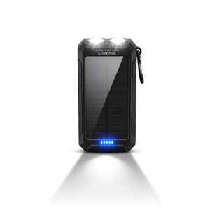 Power Bank Solaire Haute Capacité - Antichoc avec Double Lampe LED & Boussole