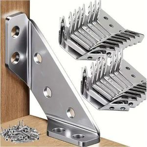 Équerre d'angle en acier inoxydable robuste avec vis (lot de 20) - Support à 90°, résistant aux rayures, installation facile pour meubles et cadres en bois