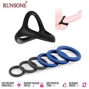 Khufuzi Pack de 7 anneaux élastiques pour pénis avec retenue des testicules pour le plaisir sexuel, érection améliorée, anneaux en silicone pour adultes, rapport prolongé, durée accrue, plus robuste, jouet sexuel ultra doux et extensible pour hommes et couples