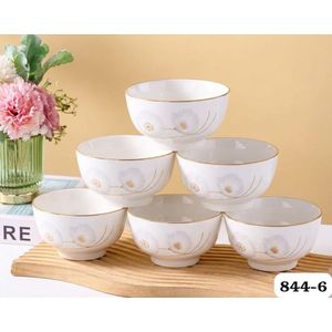 Lot de 6 Bols en Porcelaine Design Fleuri avec Liseré Doré – Élégants et Polyvalents