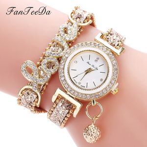 Women Bracelet Watches Leather Strap Rhinestone