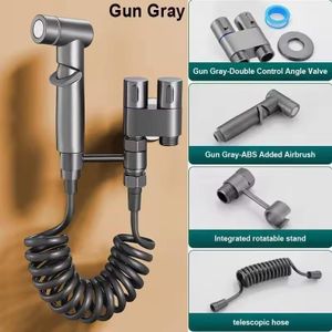 Ensemble douchette bidet WC, pommeau de douche à main en acier inoxydable, pistolet d'arrosage WC avec flexible, robinet d'angle et support pivotant