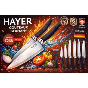 Set de 6 Couteaux de Cuisine Professionnels HAYER - Haute Précision & Design Ergonomique - Qualité Allemande